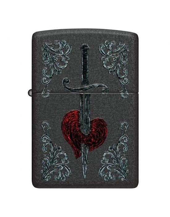 Zippo Aansteker Heart Dagger Tattoo Design - vooraanzicht