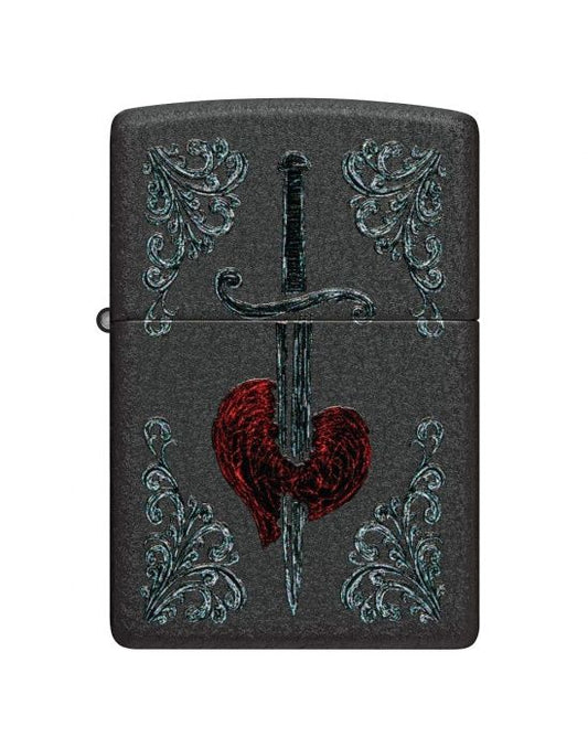 Zippo Aansteker Heart Dagger Tattoo Design - vooraanzicht