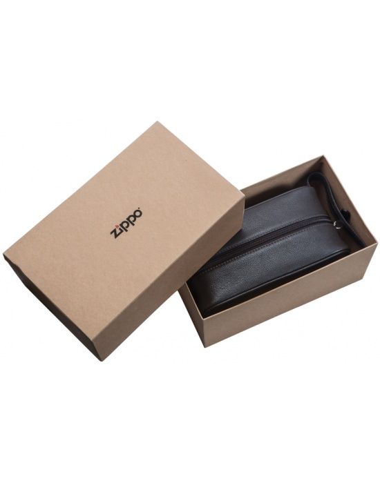 Zippo lederwaren Wash Bag Mocca - detail