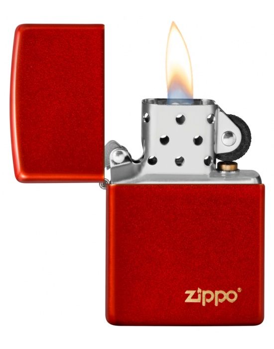 ZIPPO Aansteker Metallic Red with Zippo Logo - detail