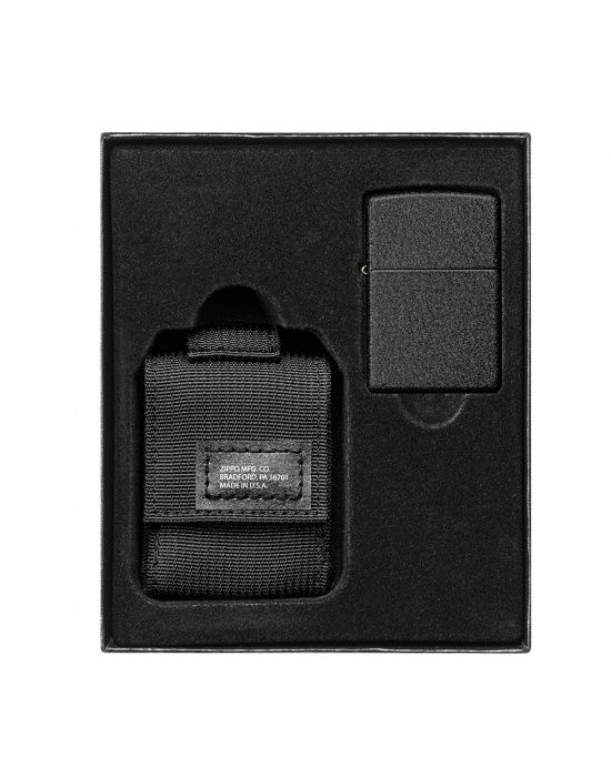 Zippo Aansteker Molle Black Pouch and Black Crackle®. Gift Set - achteraanzicht
