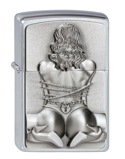 ZIPPO Aansteker PL 200 BONDAGE GIRL EMBLEM - vooraanzicht