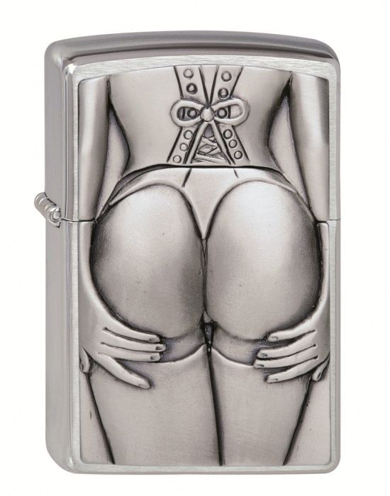 ZIPPO PL 200 STOCKING GIRL TRICK EMB(K) - vooraanzicht embossed pin-up design