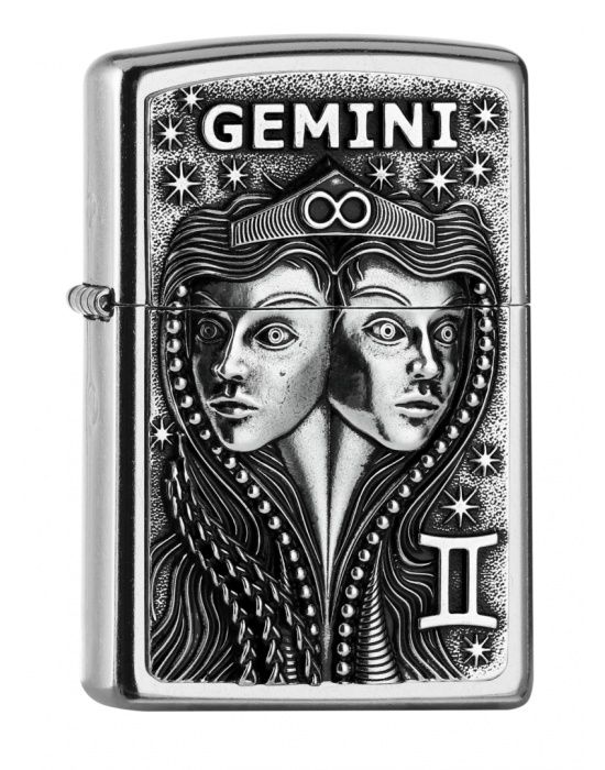 ZIPPO Aansteker PL 207 GEMINI Tierkr. V19 - vooraanzicht