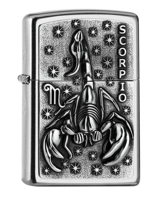 ZIPPO Aansteker PL 207 SCORPIO Tierkr. V19 Emb - vooraanzicht
