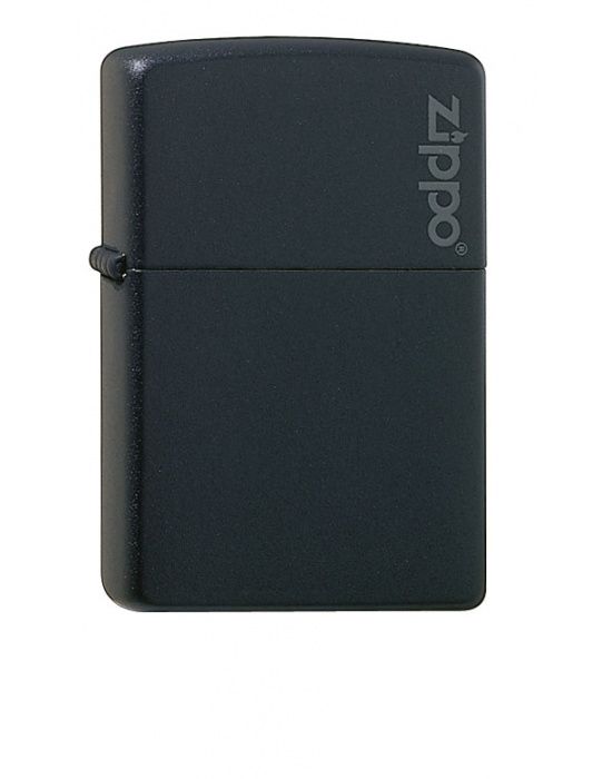 ZIPPO Aansteker PL 218ZL BLACK MATTE W/ ZIPPO LOGO - vooraanzicht
