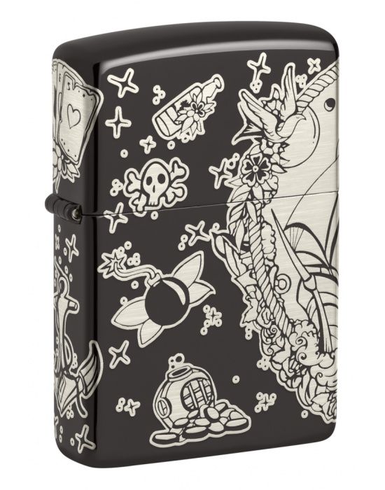 Zippo Aansteker PL 24756 Tattoo Theme Design - vooraanzicht