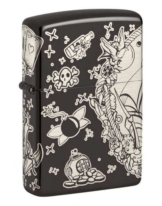 Zippo Aansteker PL 24756 Tattoo Theme Design - vooraanzicht