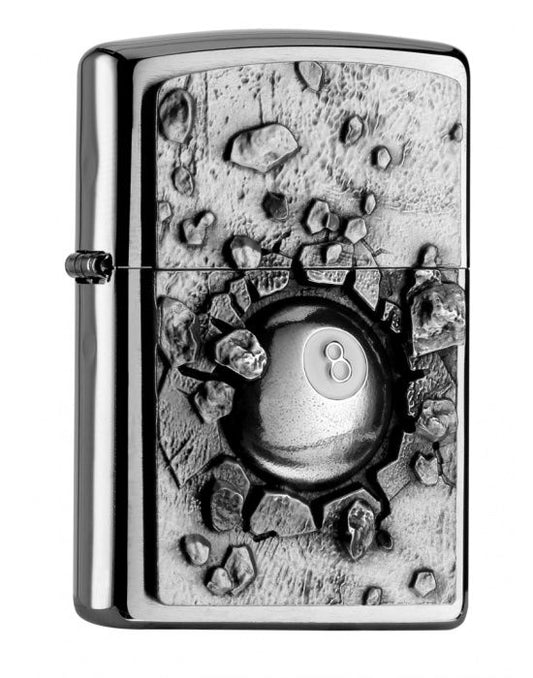 ZIPPO Aansteker PL BILLARD-DESIGN BLACK 8 BALL - vooraanzicht