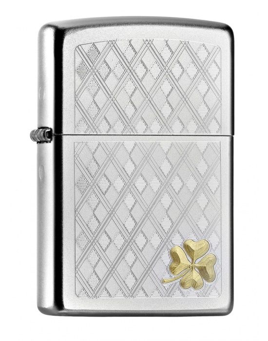 ZIPPO PL THIS STUNNING FOUR LEAF CLOVER - vooraanzicht klavertje-vier design