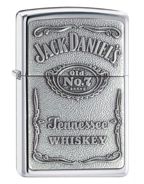 ZIPPO Aansteker PL250JD 427JACK DANIELS LABEL CHROME - vooraanzicht