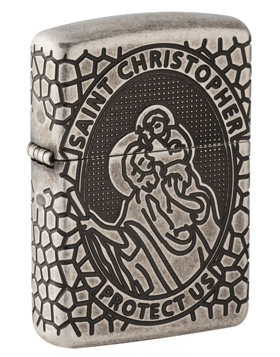ZIPPO Aansteker PL28973 St Christopher Medal Design - detail
