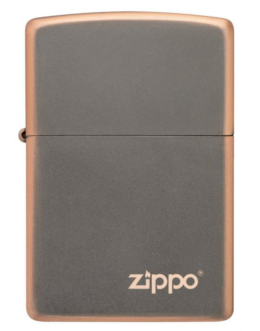 Zippo Aansteker RUSTIC BRONZE wth ZIPPO LOGO - vooraanzicht