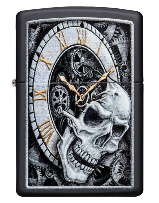 ZIPPO Aansteker Skull Clock - vooraanzicht