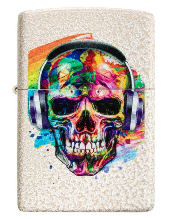 Zippo Aansteker Skull Headphones Design - vooraanzicht