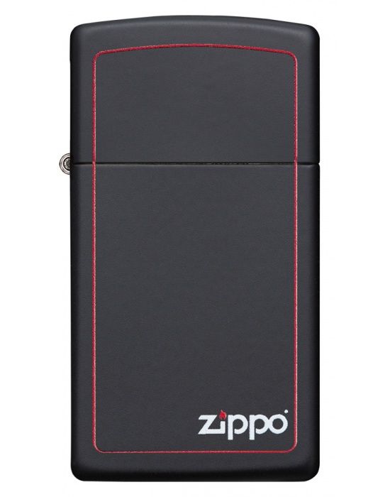 Zippo Aansteker Slim Black Matte Zippo Border - vooraanzicht