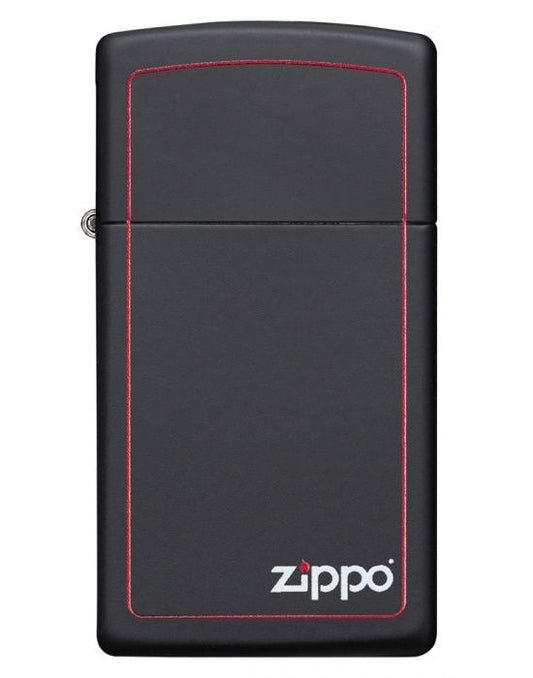 Zippo Aansteker Slim Black Matte Zippo Border - vooraanzicht