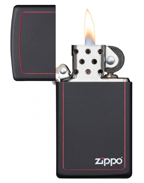 Zippo Aansteker Slim Black Matte Zippo Border - achteraanzicht