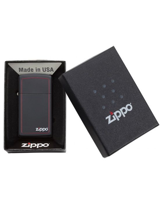 Zippo Aansteker Slim Black Matte Zippo Border - detail