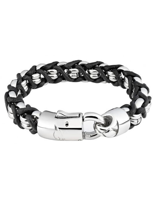 Zippo Steel Braided Leather Bracelet 20x1.1x1 cm - vooraanzicht