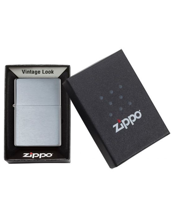 Zippo Aansteker Vintage Brushed Chrome - detail