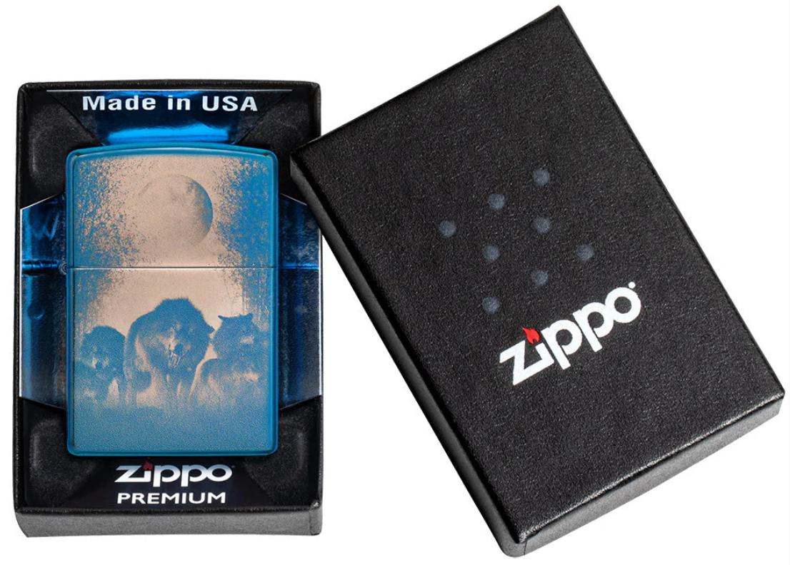 Zippo AMZ 20446 Wolves aansteker detail