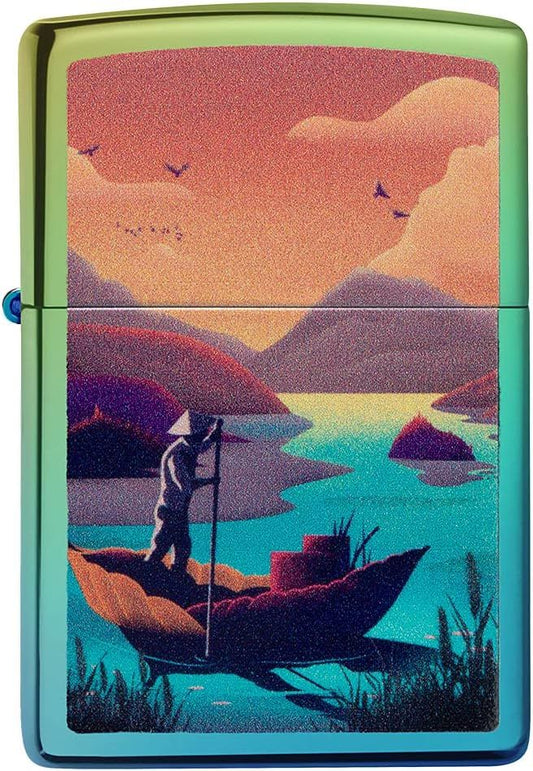 Zippo AMZ 49191 Leaf Boating Design aansteker vooraanzicht