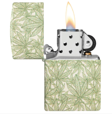 Zippo Aansteker Cannabis Design Green - detail