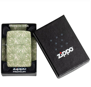 Zippo Aansteker Cannabis Design Green - detail