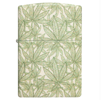 Zippo Aansteker Cannabis Design Green - achteraanzicht